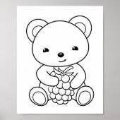 Leuk Beer met een bessen kleurplaat Poster (Voorkant)