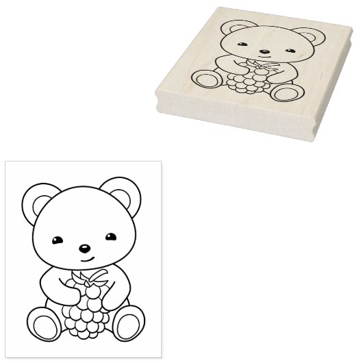 Leuk Beer met een bessen kleurplaat Rubberstempel (Gestempeld)