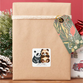 Leuk Beer Paar | Romantische bruiloft Vierkante Sticker