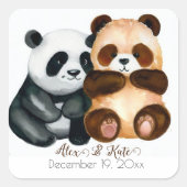 Leuk Beer Paar | Romantische bruiloft Vierkante Sticker (Voorkant)