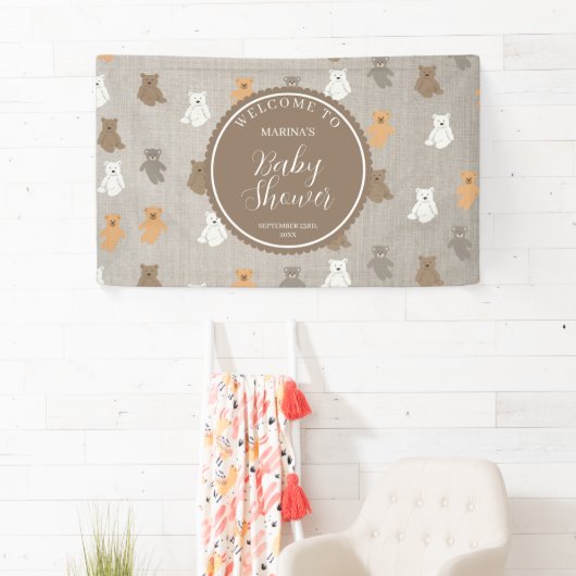 Leuk Beer Pattern Baby shower Welkomstbord Spandoek (Insitu)