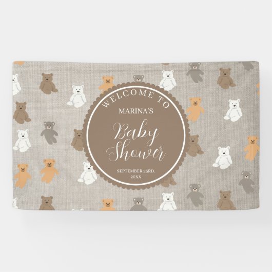 Leuk Beer Pattern Baby shower Welkomstbord Spandoek (Horizontaal)
