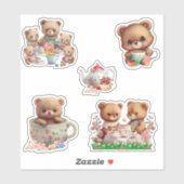 Leuk Beer Tea Party Set van 5 Sticker (Vel)
