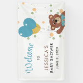 Leuk Beer Thema Baby Boy Blue Shower Welkom Spandoek (Verticaal)