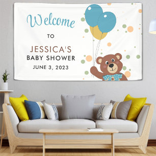 Leuk Beer Thema Baby Boy Blue Shower Welkom Spandoek