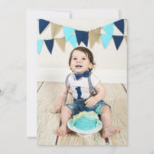 Leuk Beren ballon Abstract Blauw Goud Foto Kaart (Achterkant)