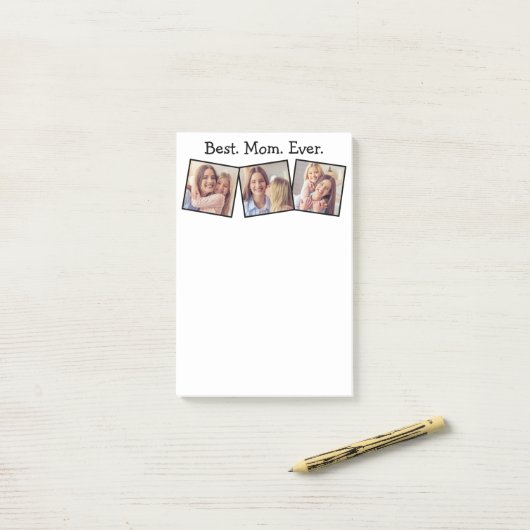 Leuk Beste Mam Ooit 4 Fotocollage Zwart Post-it® Notes (Op bureau)