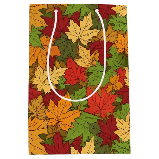 Leuk betegeld blad patroon seizoensgebonden medium cadeauzakje (Voorkant)