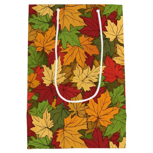Leuk betegeld blad patroon seizoensgebonden medium cadeauzakje (Achterkant)