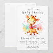 Leuk bewerkbaar Giraffe Baby shower Kaart (Voorkant / Achterkant)