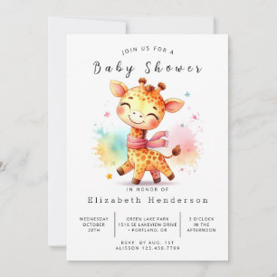 Leuk bewerkbaar Giraffe Baby shower Kaart