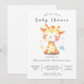 Leuk bewerkbaar Giraffe Baby shower Kaart (Voorkant / Achterkant)