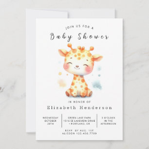Leuk bewerkbaar Giraffe Baby shower Kaart
