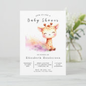 Leuk bewerkbaar Giraffe Baby shower Kaart (Staand voorkant)