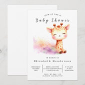 Leuk bewerkbaar Giraffe Baby shower Kaart (Voorkant / Achterkant)