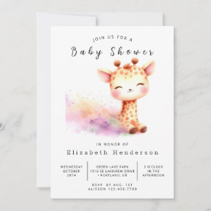 Leuk bewerkbaar Giraffe Baby shower Kaart