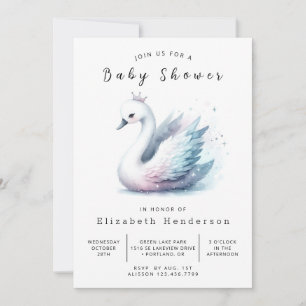 Leuk bewerkbaar Swan Baby shower Kaart
