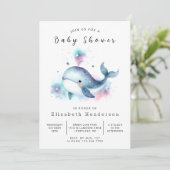 Leuk bewerkbaar Whale Baby shower Kaart (Staand voorkant)