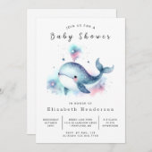 Leuk bewerkbaar Whale Baby shower Kaart (Voorkant / Achterkant)