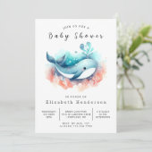 Leuk bewerkbaar Whale Baby shower Kaart (Staand voorkant)