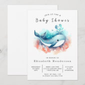 Leuk bewerkbaar Whale Baby shower Kaart (Voorkant / Achterkant)