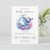 Leuk bewerkbaar Whale Baby shower Kaart (Staand voorkant)