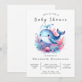 Leuk bewerkbaar Whale Baby shower Kaart (Voorkant / Achterkant)