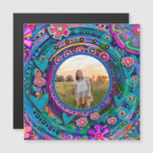 Leuk Blauw Aangepaste Familie Foto Kleurrijke Bloe (Voorkant / Achterkant)