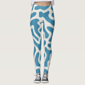 Leuk blauw abstract stijlvol actief plezier leggings (Voorkant)