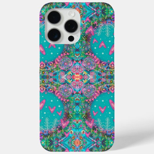 Leuk Blauw Boho Harten Bloemen Patroon Case-Mate iPhone Case (Achterkant)