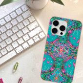 Leuk Blauw Boho Harten Bloemen Patroon Case-Mate iPhone Case