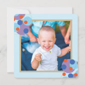 Leuk Blauw Bubble Stippen Foto Jongen 1e Verjaarda Kaart (Achterkant)