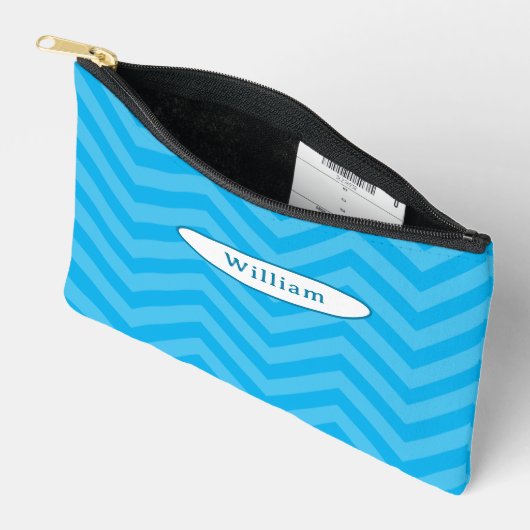 Leuk Blauw Chevron Patroon Gepersonaliseerd Potloo Etui (Open)