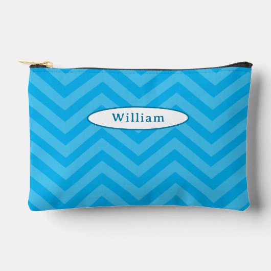 Leuk Blauw Chevron Patroon Gepersonaliseerd Potloo Etui (Voorkant)