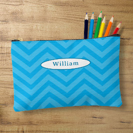 Leuk Blauw Chevron Patroon Gepersonaliseerd Potloo Etui