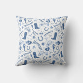 Leuk Blauw Cowgirl-patroon met Kustthema Kussen (Achterkant)
