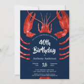 Leuk Blauw Custom Lobster Boil Verjaardagsfeest Kaart (Voorkant)