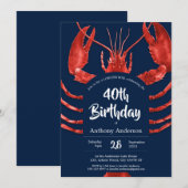 Leuk Blauw Custom Lobster Boil Verjaardagsfeest Kaart (Voorkant / Achterkant)