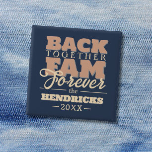 Leuk, blauw en pastel Familiereünie quote Button