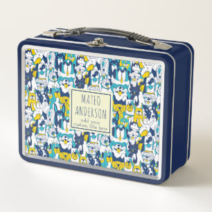 Leuk Blauw Geel Honden Patroon Gepersonaliseerde N