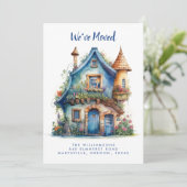 Leuk Blauw Huis Bewegende aankondiging (Staand voorkant)