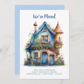 Leuk Blauw Huis Bewegende aankondiging (Voorkant / Achterkant)