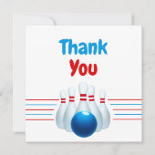 Leuk Blauw & Rood Bowling Kinderen 6e Verjaardag Bedankkaart (Voorkant)