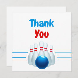 Leuk Blauw & Rood Bowling Kinderen 6e Verjaardag Bedankkaart