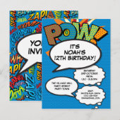 Leuk Blauw Verjaardagsfeest Elke leeftijd Modern C Uitnodiging Briefkaart (Voorkant / Achterkant)