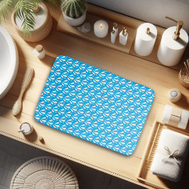 Leuk blauw wit minimalistisch spatroon badmat