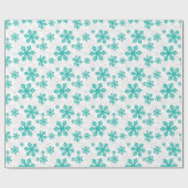 Leuk Blauwgroen Sneeuwvlokken Wit Kerstpatroon Cadeaupapier (Vlak)
