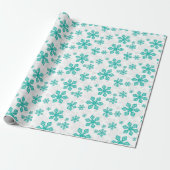 Leuk Blauwgroen Sneeuwvlokken Wit Kerstpatroon Cadeaupapier (Uitgerold)