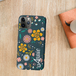 Leuk Bloeiende Kleurrijke Bloemen Patroon met Naam Case-Mate iPhone Case