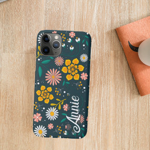 Leuk Bloeiende Kleurrijke Bloemen Patroon met Naam Case-Mate iPhone Case